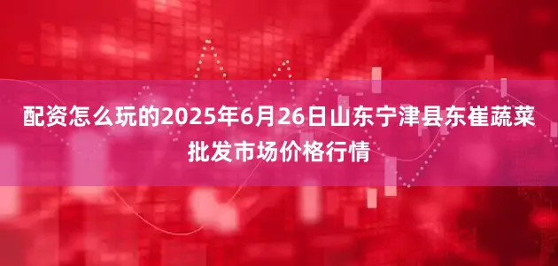 配资怎么玩的2025年6月26日山东宁津县东崔蔬菜批发市场价格行情
